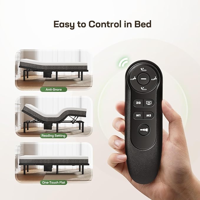 Marsail MS01 Queen Adjustable Bed Base Frame, 4 Ports USB A&C Adjustable Bed Base with Under-Bed Nightlight, 3 Minutes Fast Assembly, Wireless Remote Control Adjustable Bed with 4 Height Options