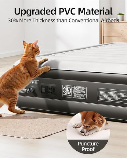 CHILLSUN 2025 Upgraded Twin Air Mattress with Built in Pump, 3 Mins Quick Self-Inflation Inflatable Airbed, Comfortable Top Surface Blow Up Mattress for Home Portable Camping Travel