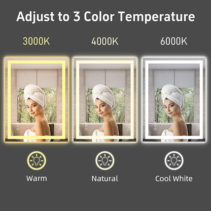 32x32 Inch Lighted Bathroom Mirror for Wall, LED Mirror for Bathroom, Dimmable, Anti-Fog, Lighted Bathroom Vanity Mirror for Wall, ETL Listed, Tempered Glass(Horizontal/Vertical)