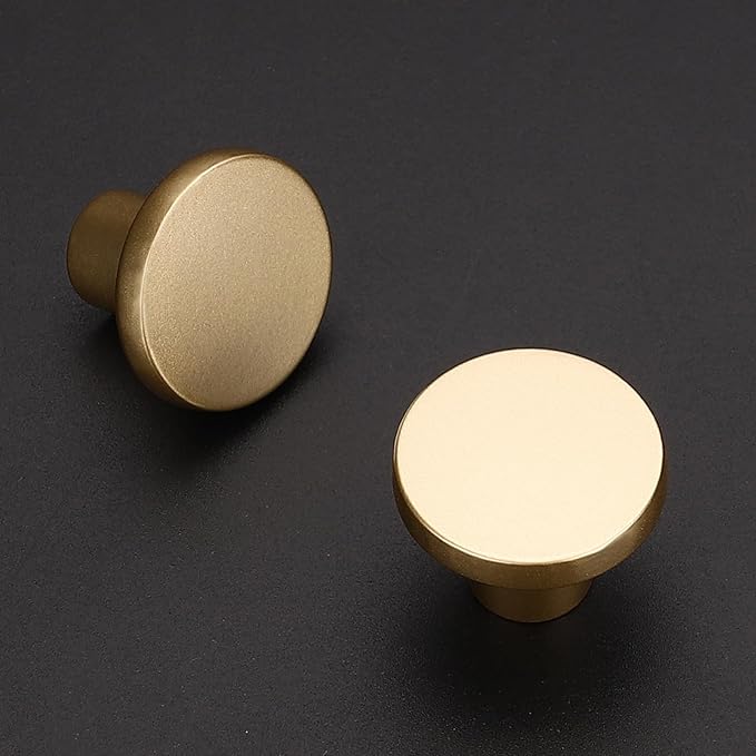 Ravinte 3 Pack Cabinet Knobs Champagne Gold Kitchen Cabinet Knobs Round Dresser Drawer Pulls Closet Door Pulls 1-1/5 Inch