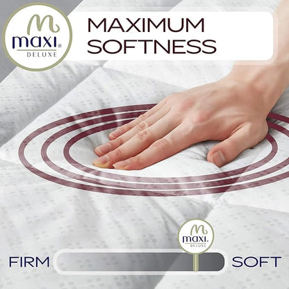 MAXI King Size Mattress Pad - Luxurious Cotton Sateen Mattress Protector - Soft, Comfortable, and Breatheable Mattress Cover - Mattress Pad Protects Mattress from Dust, Dirt, Spills, and Stains.