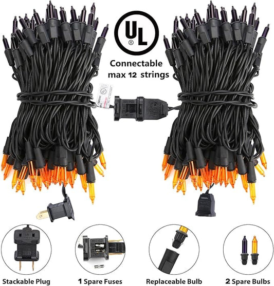 Toodour Orange & Purple Halloween Lights, 12.5ft 50 Count Incandescent Halloween String Lights, UL Certified Connectable Mini Bulbs String Lights for Outdoor, Indoor, Garden, Porch, Party, Home Decor