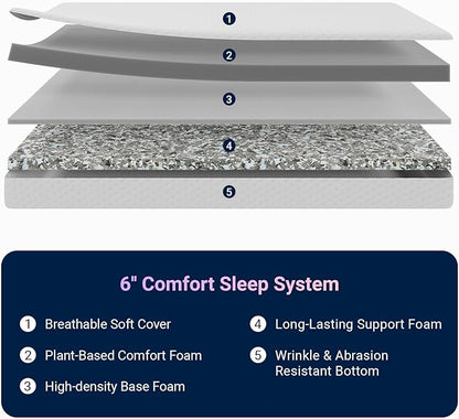 Avenco Twin Size Mattress, 6 Inch Memory Foam Twin Mattress in a Box for Comfort Sleep & Pressure Relief, CertiPUR-US Certified Firm Mattresses