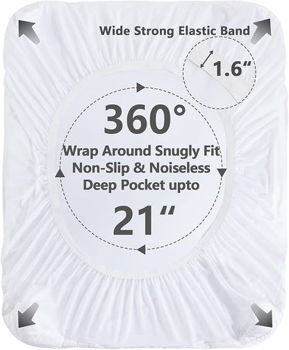 Full Size Mattress Pad Waterproof, Cooling Mattress Topper for Double Bed, Pillow Top Quilted Fitted Mattress Protector Cover with 8-21" Deep Pocket (54x75 inch, White)