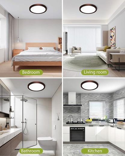 hepside 1PACK Flush Mount LED Ceiling Light Fixture Oil Rubbed Bronze, 12Inch 28W, Dimmable 3000K-4500K-6000K 3 Color Ceiling Lamp 3200LM Low Profile Ceiling Light for Kitchen Bedroom Hallway