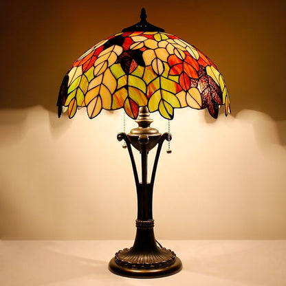 Tiffany Table Lamp Maple Leaf Stained Glass Desk Lamp 16X16X24 Inches Reading Light