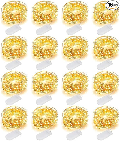 MUMUXI Battery Operated LED Fairy Lights, 16 Pack, 10ft Warm White, Waterproof, Energy Efficient, Indoor Outdoor Usage