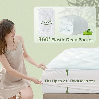 Hansleep College Dorm Twin XL Mattress Topper Viscose Derived from Bamboo, Memory Foam Pillow Top Mattress Topper Twin XL, Breathable Mattress Pad for Back Pain Relief, 39" x 80", White