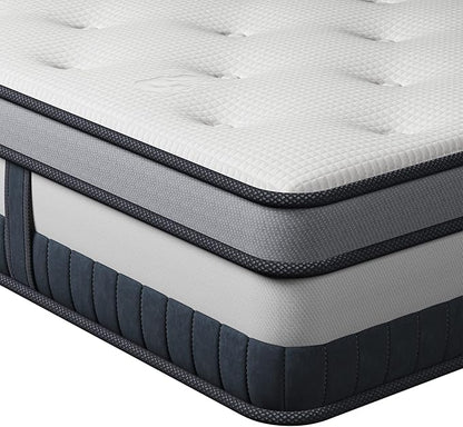 Vesgantti King Mattress 12 Inch Innerspring Multilayer Hybrid King Size Mattress - Ergonomic Design with Memory Foam and Pocket Spring Mattresses King Size - Box Top Series Medium Firm Feel
