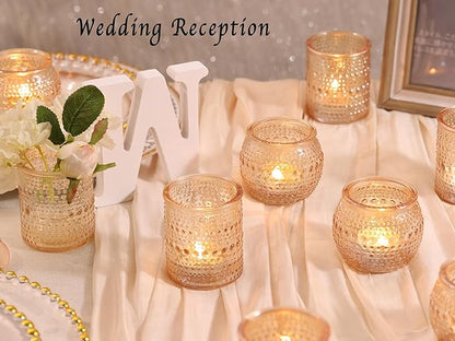 40 Pcs Assorted Gold Votive Candle Holders Bulk- Gold Candle Holders Bulk for Thanksgiving Christmas Table Decorations, Glass Tealight Candle Holder for Fall Wedding Table Centerpieces