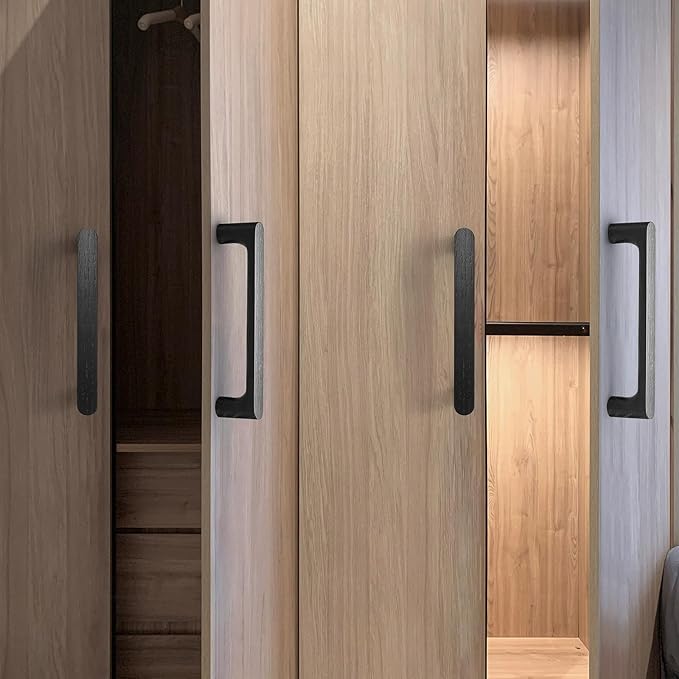 Black Round 7-1/2in 10 pcs Wooden Drawer Pulls Handle pulls for cabinets Kitchen Cabinet Drawer pulls Cabinet Door Pull