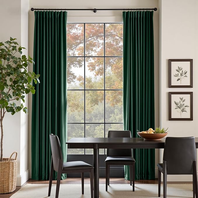 Lazzzy Velvet Blackout Curtains Thermal Insulated Room Window Drapes Super Soft Luxury Curtains for Living Room Bedroom Rod Pocket 2 Panels, Emerald Green, 52" W x 102" L