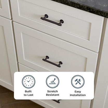 Franklin Brass - Francisco Deep Bronze Cabinet Handles 3 Inch (3") Hole Center Pulls | Easy Install, Durable Hardware for Kitchen Cabinet Door, Drawers, Dresser Pull, Furniture (10 Pack)