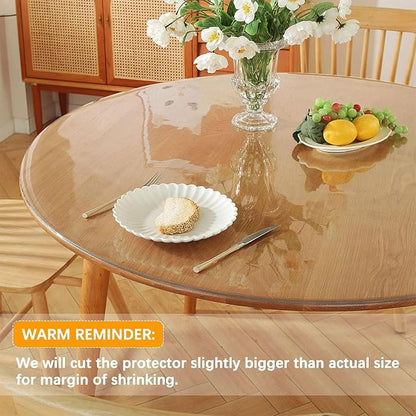 34 Inch Round Clear Table Protector Tablecloth Cover Desk Top Pad Mat for Glass Furniture Coffee Marble End Bed Sofa Side Bistro Bar Corner Night Stand Dinner Dining Room Table Thick Plastic PVC Vinyl
