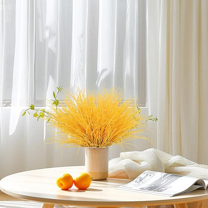 RECUTMS Artificial Grasses Outdoor Plants Tall Grass Spring Fake Grass Plant Plastic Artificial Shrubs for Planters Wedding Indoor Outside Garden Porch Home Office Window Box Decor(Pure Yellow)