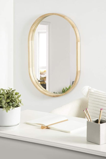Kate and Laurel Hutton Modern Capsule Wall Mirror, 24 x 36, Natural Wood, Scandinavian Decorative Mirror for Wall