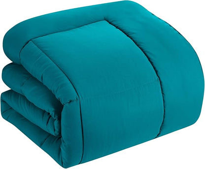 Sweet Home Collection 5 Piece Comforter Set Bag Solid Color All Season Soft Down Alternative Blanket & Luxurious Microfiber Bed Sheets, Teal, Twin (Pack of 4)
