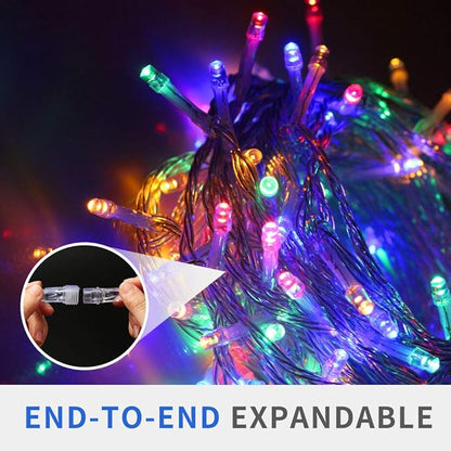 66Ft 200LED Multicolor Christmas Lights Plug in,Connectable Christmas Tree Lights,8 Modes String Lights Indoor Outdoor for Tree Party Bedroom Garden Decor (Clear Wire)