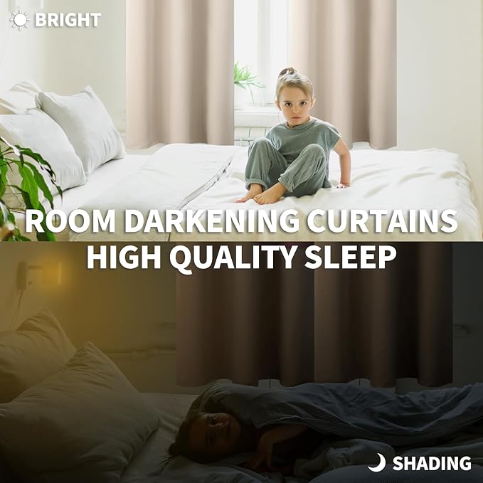BGment Blackout Curtains - Grommet Thermal Insulated Room Darkening Bedroom and Living Room Curtains, Set of 2 Panels (52 x 95 Inch, Champagne)