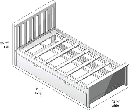 Max & Lily Twin Bed, Wood Bed Frame with Headboard For Kids with Trundle, Slatted, Clay