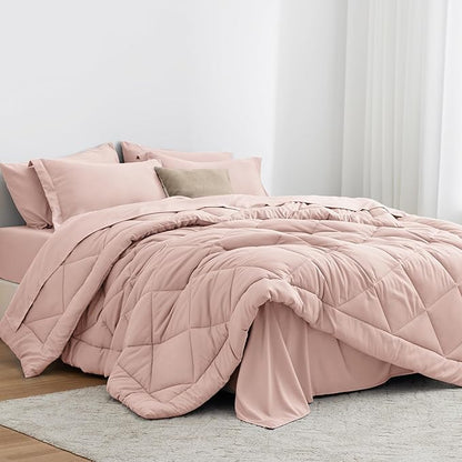 Love's cabin Twin XL Bedding Set, 5 Pieces Pink All Season with Comforter, Sheets, Pillowcase & Sham