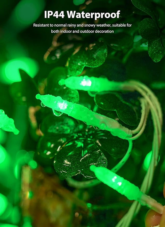 St. Patrick Mini Christmas Lights, 39 Feet 100 LED Fairy String Lights with 8 Lighting Modes, Waterproof Connectable for Indoor Outdoor Xmas Tree Garland Wreath Holiday Decoration, Green