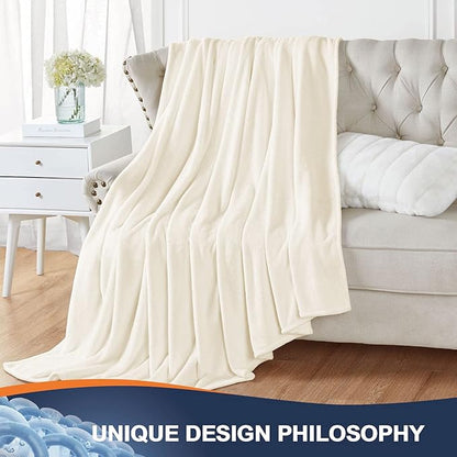Walensee Fleece Blanket Plush Throw Fuzzy Lightweight (XL-Twin Size 66x90 Cream) Super Soft Microfiber Flannel Blankets for Couch, Bed, Sofa Ultra Luxurious Warm and Cozy for All Seasons