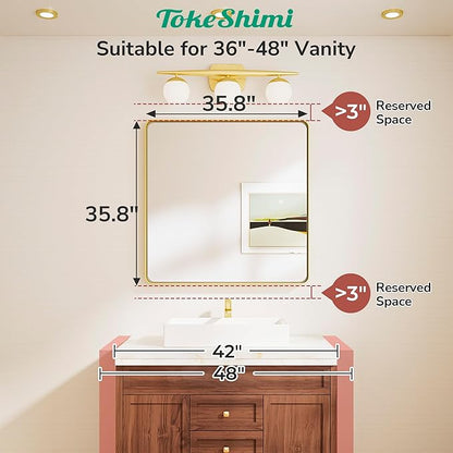 TokeShimi 36x36 Matte Black Bathroom Mirror,Bathroom Vanity Mirror Square,Tempered Glass,Black Framed Bath Mirror Wall(Horizontal/Vertical)