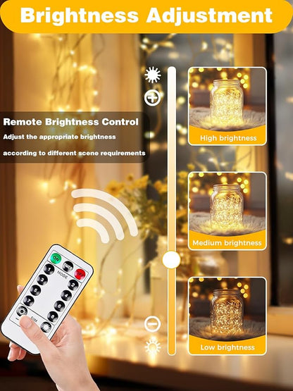6 Pack 60LED Christmas Battery Operated Fairy Lights with Remote, 8 Modes String Lights with Timer, Dimmable, Memory Function, Waterproof Twinkle Lights for Outdoor Indoor Christmas Decor(Warm White)