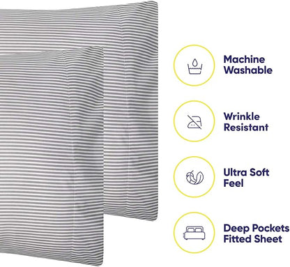 King Size Bed Sheets - 6 Piece 1500 Supreme Collection Fine Brushed Microfiber Deep Pocket King Sheet Set Bedding - 2 Extra Pillow Cases, Great Value, King, Classic Stripe Gray