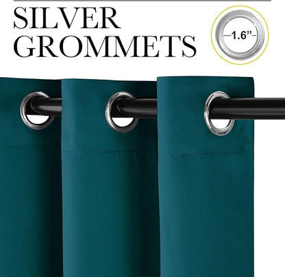 NICETOWN Teal Blackout Curtains 84inch Length 2 Panels Set, Grommet Chic Thermal Insulated Room Darkening Window Treatments for Bedroom/Living Room, W52 x L84