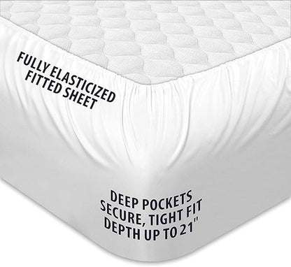 COONP Full XL Mattress Topper, Extra Thick Pillowtop, Cooling Plush Mattress Pad Cover Cotton Top Bed Topper Protector with 8-21 Inch Deep Pocket