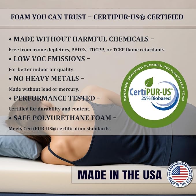 Foamma 6” x 36” x 75” Truck, Camper, RV Travel Visco Gel Memory Foam Bunk Mattress Replacement, Made in USA, Comfortable, Travel Trailer, CertiPUR-US Certified, Cover Not Included