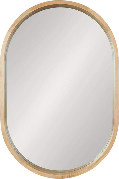 Kate and Laurel Hutton Modern Capsule Wall Mirror, 24 x 36, Natural Wood, Scandinavian Decorative Mirror for Wall