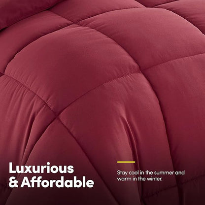 King Size Comforter Set with Sheets - 7-Piece Bedding Collection - 1 Comforter, 1 Fitted Sheet, 1 Flat, 4 Pillowcases - Deep Pocket - Soft & Premium Quality - Ideal for All Seasons, Burgundy