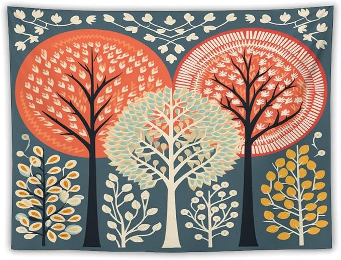 Shabby Chic Trees Tapestries Fall Autumn Tree Tapestries for Bedroom Landscape Tapestry Wall Hanging Decor Tapestry for Bedroom Aesthetic Alt Room 60"x80" Tapestries Winter Snowflake Decorative