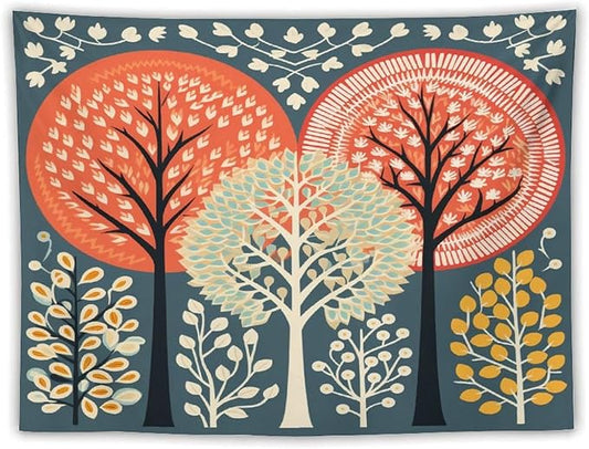 Shabby Chic Trees Tapestries Fall Autumn Tree Tapestries for Bedroom Landscape Tapestry Wall Hanging Decor Tapestry for Bedroom Aesthetic Alt Room 60"x80" Tapestries Winter Snowflake Decorative
