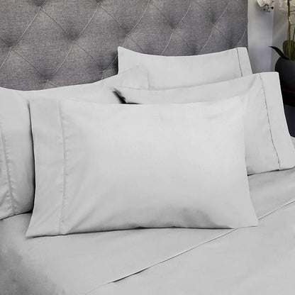 Sweet Home Collection 6 Piece 1500 Supreme Collection Brushed Microfiber Deep Pocket Sheet Set-2 Extra Pillow Cases, Great Value, Rv Short Queen, Silver