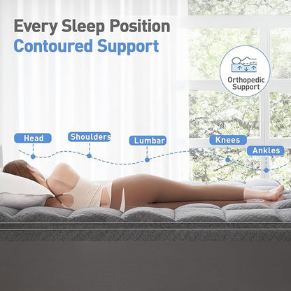 Dual Layer 3 Inch Memory Foam Mattress Topper California King Size, 2 Inch Cooling Gel Memory Foam Plus 1 Inch Pillow Top Mattress Pad Cover, with 8-21 Inch Deep Pocket, Grey
