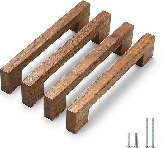 Walnut Square 7-1/2 in 6 pcs Wooden Drawer Pulls Handle pulls for cabinets Kitchen Cabinet Drawer pulls Cabinet Door Pull