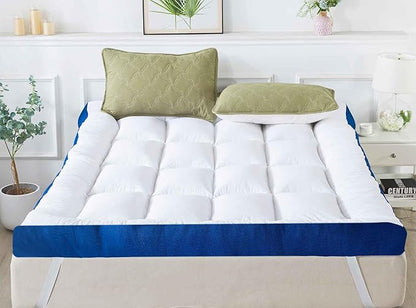 WhatsBedding 5 Inch Memory Foam King Mattress Topper 100% Cotton Top, Filled with Breathable & Soft Memory Foam Pillow Top,4 Elastic Straps, 80x78x5 Inch, King