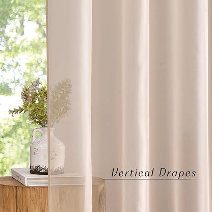 NICETOWN Taupe Sheer Curtains 72 inches Long, Grommet Light Filtering Window Treatments Airy & Breathable Soft Drapes for Bedroom/Home Office, W54 x L72, 2 Panels