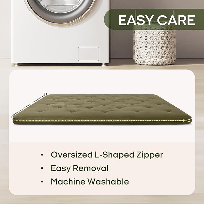 ZonLi Japanese Floor Futon Mattress Full Size 75"x 54", 100% Cotton Cover 2.5'' Thicken Tatami Mattress, Foldable Sleeping Pad, Portable Dormitory Tatami Mat, Roll Up Floor Lounger Bed for Adult