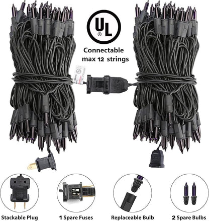 Toodour Purple Halloween Lights, 12.5ft 50 Count Incandescent Halloween String Lights, UL Certified Connectable Mini Bulbs String Lights for Home, Garden, Porch, Yard, Patio, Party, Indoor Decoration