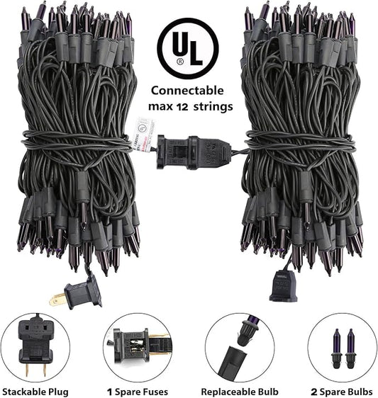 Toodour Purple Halloween Lights, 12.5ft 50 Count Incandescent Halloween String Lights, UL Certified Connectable Mini Bulbs String Lights for Home, Garden, Porch, Yard, Patio, Party, Indoor Decoration