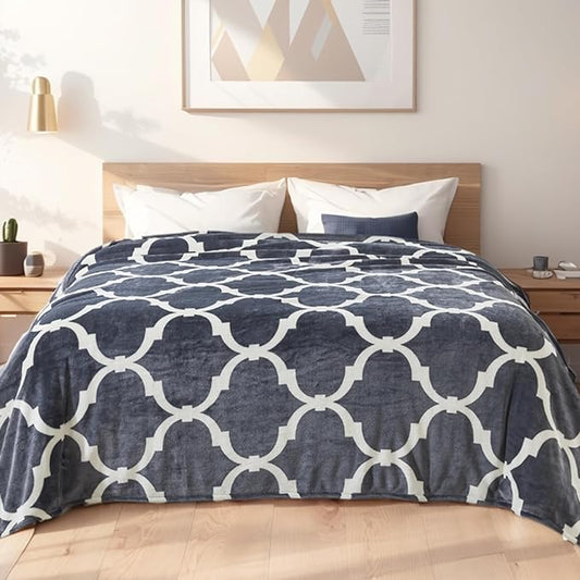 Richave Gray Pattern Twin Size Blanket,Premium Lightweight Anti-Static 66x90 Inches Throw Blankets for Twin/Twin XL Extra Long Bed,Couch, Sofa, Chair, Camping, Picnic,Grey and White