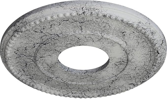 Ekena Millwork CM12BRUWC Bradford Hand-Painted Ceiling Medallion , Ultra Pure White Crackle