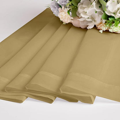 Chyhomenyc Sheer Valances for Windows 2 Pack, Small Window Curtains for Living Room Bathroom Cafe Laundry Basement, Modern Top Dual Rod Pocket Voile Curtain, 42W x 18L inches, Gold