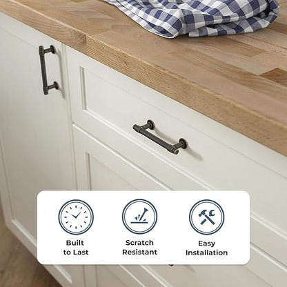 Franklin Brass - Francisco Warm Chestnut Cabinet Handles 3 Inch (3") Hole Center Pulls | Easy Install, Durable Hardware for Kitchen Cabinet Door, Drawers, Dresser Pull, Furniture (10 Pack)