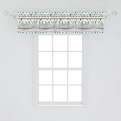 Ambesonne Tribal Window Valance Pack of 2, Style Traditional Aztec Pattern Old Fashioned Hippie Boho Influences, Rod Pocket Curtain Valances for Kitchen Bedroom, 54" X 12", Sea Green